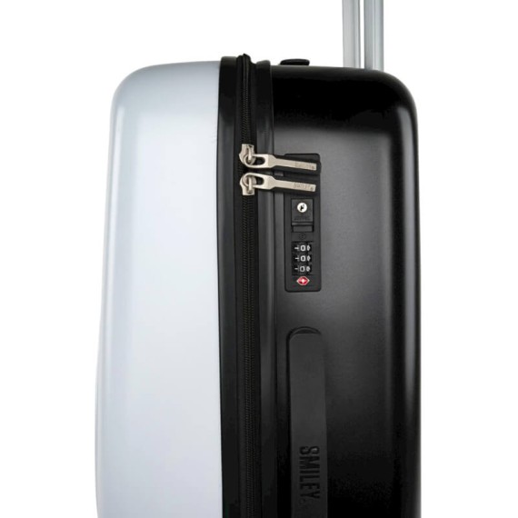 Mala de Viagem / Trolley Médio 68cm 4 Rodas Smiley Originals Branco/Preto | Ref. 237.18016003 Mala de Viagem / Trolley Médio 68cm 4 Rodas Smiley Originals Branco/Preto | Ref. 237.18016003