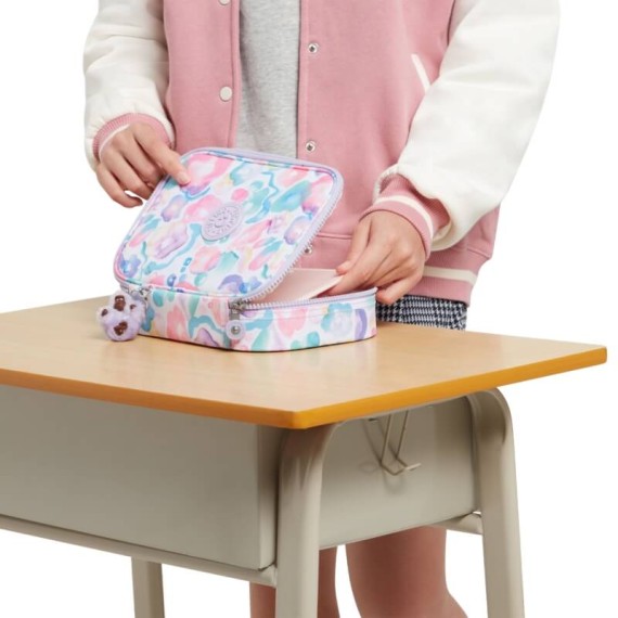 Estojo Escolar KIPLING 100 Pens Aqua Flowers | Ref. 187.40KI60022FW
