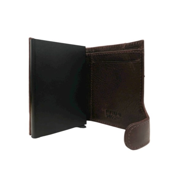 Carteira P.Cartões c/ Ejetor e P. Moedas RFID DIPELLE 1806 Castanha | Ref. 254.DP1806C