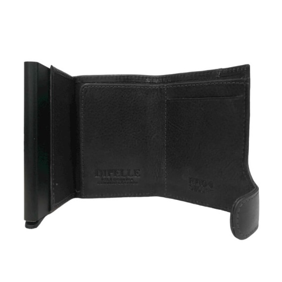 Carteira P.Cartões c/ Ejetor e P. Moedas RFID DIPELLE 1806 Preta | Ref. 254.DP1806P