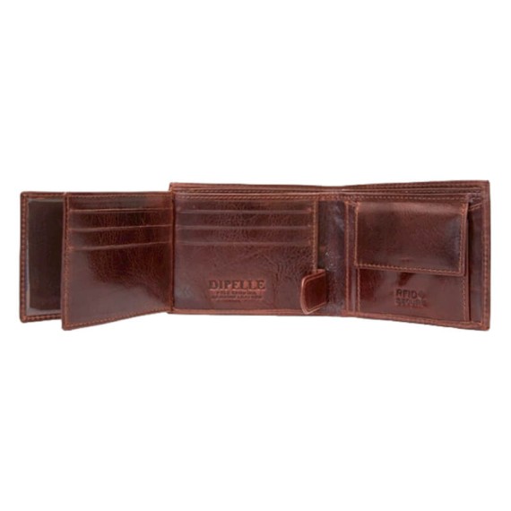 Carteira Documentos c/ P. Moedas RFID DIPELLE 1805 Castanha | Ref. 254.DP1805C