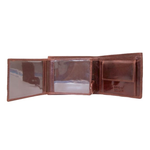 Carteira Documentos c/ P. Moedas RFID DIPELLE 1805 Castanha | Ref. 254.DP1805C