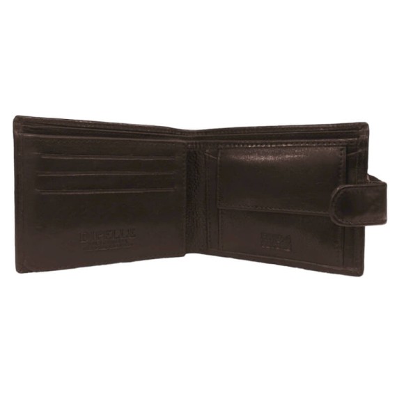 Carteira Documentos c/ Porta-Moedas e Presilha RFID DIPELLE 1802 Castanha | Ref. 254.DP1802C