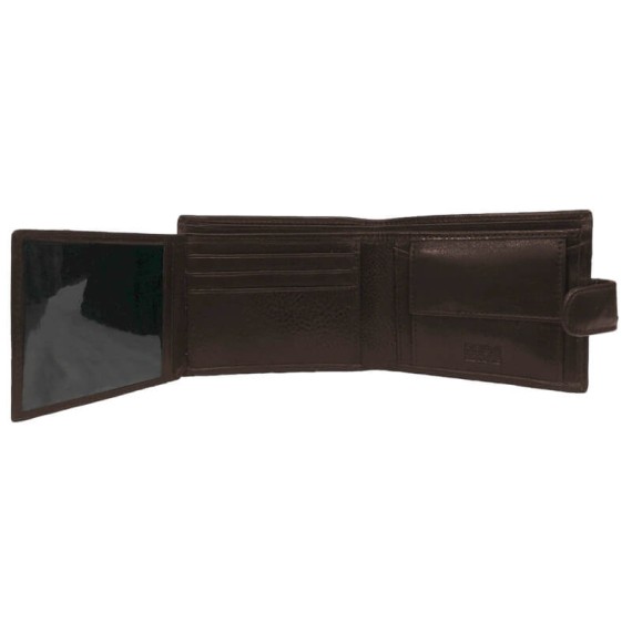 Carteira Documentos c/ Porta-Moedas e Presilha RFID DIPELLE 1802 Castanha | Ref. 254.DP1802C