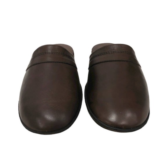 Chinelos de Quarto em Pele JOSEPH LOUIS Castanho Tamanho 43 | Ref. 318.2134C43