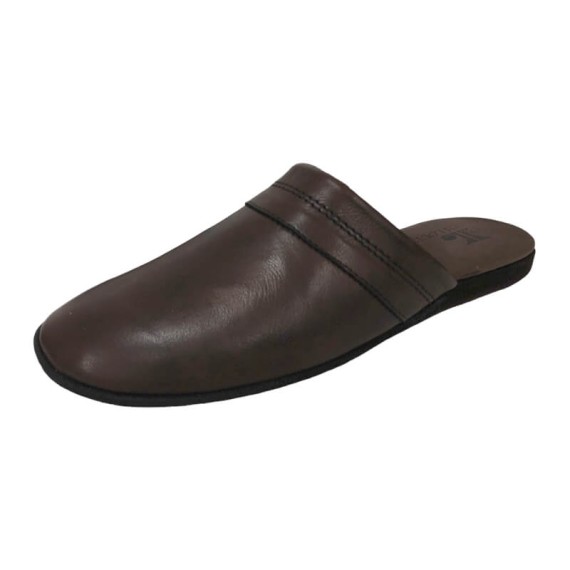Chinelos de Quarto em Pele JOSEPH LOUIS Castanho Tamanho 43 | Ref. 318.2134C43