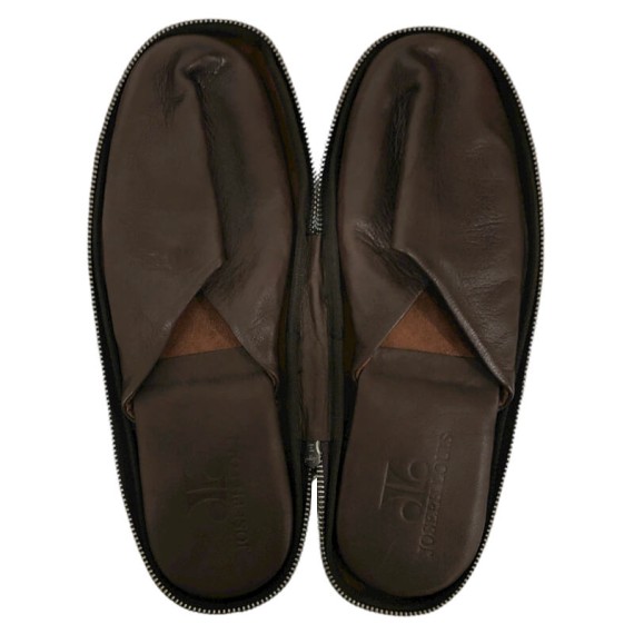 Chinelos de Viagem c/ Bolsa em Pele N.º 42 JOSEPH LOUIS Castanho | Ref. 318.023/2119C42