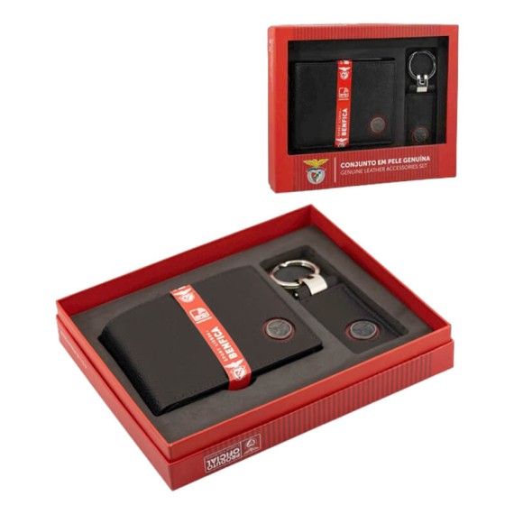 Conjunto Carteira + Porta-Chaves BENFICA 1126 Castanho | Ref. 254.SLB1126C