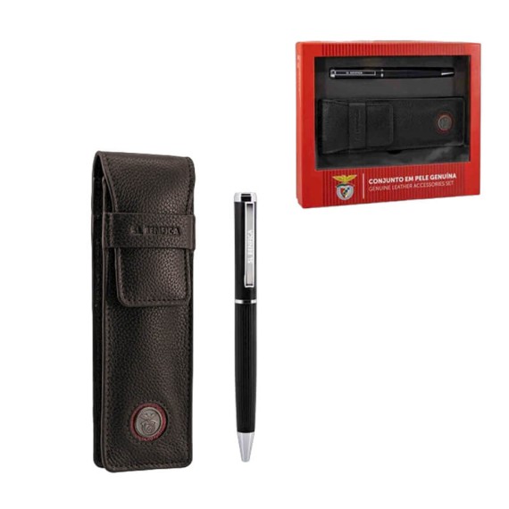 Conjunto Porta-Canetas + Esferográfica BENFICA 1122 Castanho | Ref. 254.SLB1122C