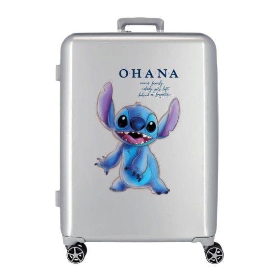 Mala de Viagem / Trolley Médio 70cm 4R STITCH Disney 100 Prata | Ref. 186.3659421