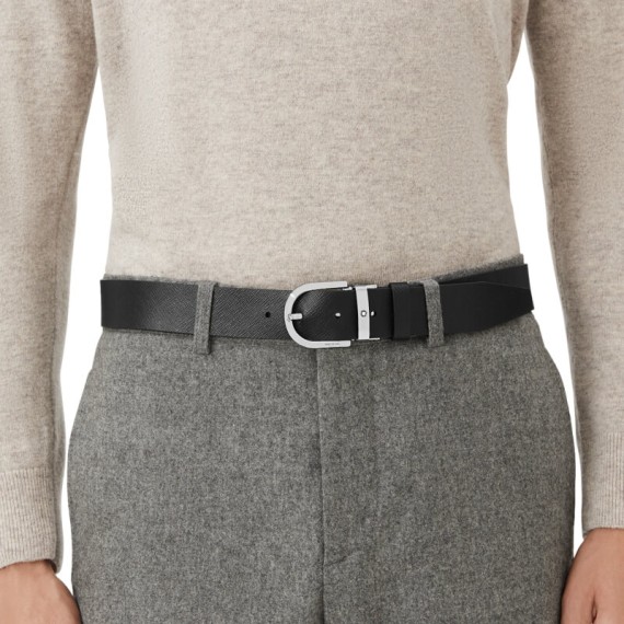 Cinto Clássico de Couro MONTBLANC Reversível 35mm Preto/Bordô | Ref. 238.131176