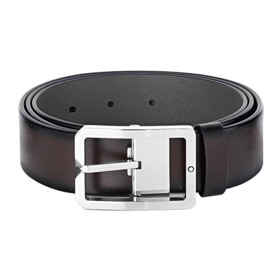 Cinto Clássico de Couro MONTBLANC Reversível 35mm Castanho/Cinza | Ref. 238.131163