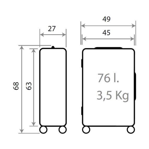Mala de Viagem / Trolley Médio 68cm 4R Exp. MOVOM Inari Amarela | Ref. 186.5329229