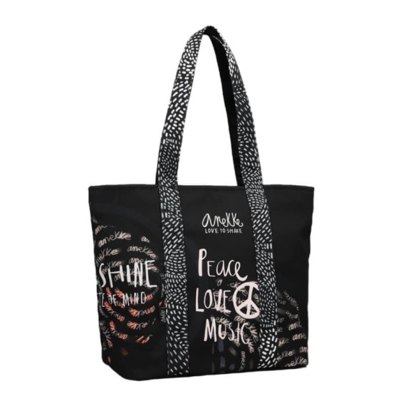ANEKKE Saco de Praia Pequeno Peace & Love Preto | Ref. 280.38484-201