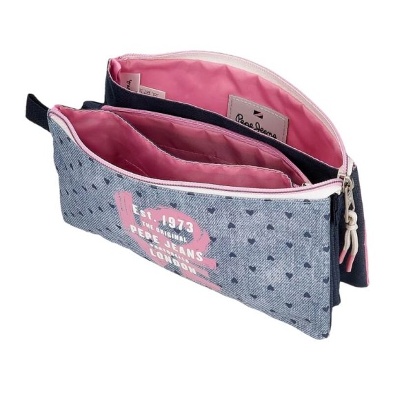 Estojo Escolar Triplo PEPE JEANS Noni Denim Multicolor | Ref. 186.6824321