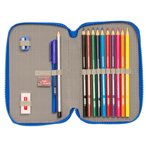 Estojo Escolar Duplo 28 Peças CARS Race Ready Azul | Ref. 248.412411854 Estojo Escolar Duplo 28 Peças CARS Race Ready Azul | Ref. 248.412411854