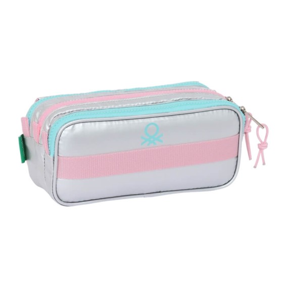 Estojo Escolar Triplo Big BENETTON Sliver Prateado | Ref. 248.812353710