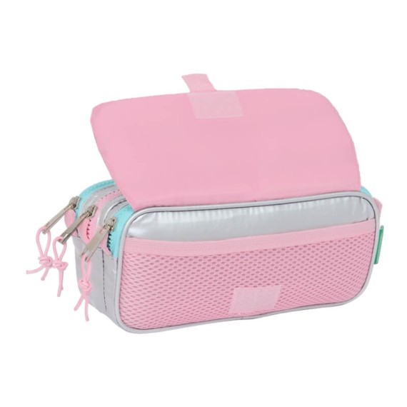 Estojo Escolar Triplo Big BENETTON Sliver Prateado | Ref. 248.812353710