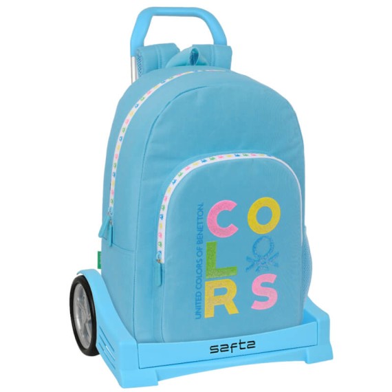 Mochila 46cm c/ Carro Evolution BENETTON Spring Azul Claro | Ref. 248.612451860 Mochila 46cm c/ Carro Evolution BENETTON Spring Azul Claro | Ref. 248.612451860