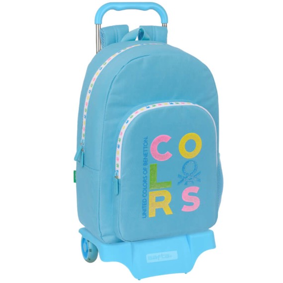 Mochila Escolar 46cm c/ Carro BENETTON Spring Azul Claro | Ref. 248.612451160 Mochila Escolar 46cm c/ Carro BENETTON Spring Azul Claro | Ref. 248.612451160