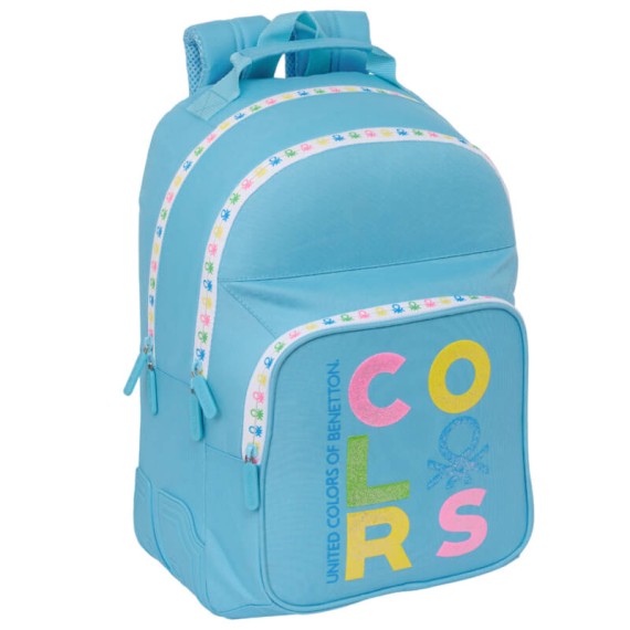 Mochila Escolar Adap. 42cm 2C BENETTON Spring Azul Claro | Ref. 248.612451773 Mochila Escolar Adap. 42cm 2C BENETTON Spring Azul Claro | Ref. 248.612451773