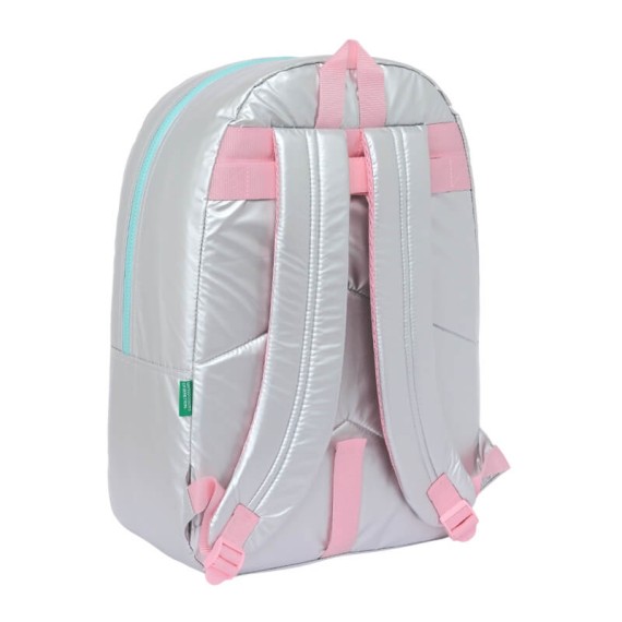 Mochila Escolar Adap. 46Cm BENETTON Sliver Prateada | Ref. 248.612353876