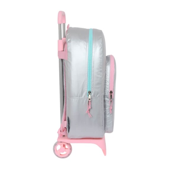 Mochila Escolar c/ Carro 46cm BENETTON Sliver Prateada | Ref. 248.612353160