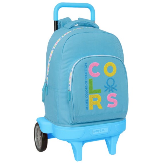 Mochila Grande c/ Rodas Compacta Evolution 45cm BENETTON Spring Azul Claro, Tamanho: 45cm Evolution, Cor: Azul Claro