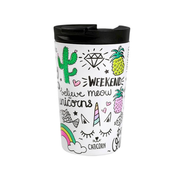 Copo de Viagem 260ml I-TOTAL Unicórnio Branco | Ref. 343.ID0242