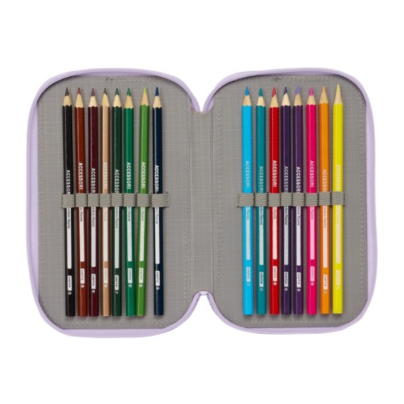 Estojo Escolar Triplo 36 Peças WISH By Disney Lilás | Ref. 248.412368857