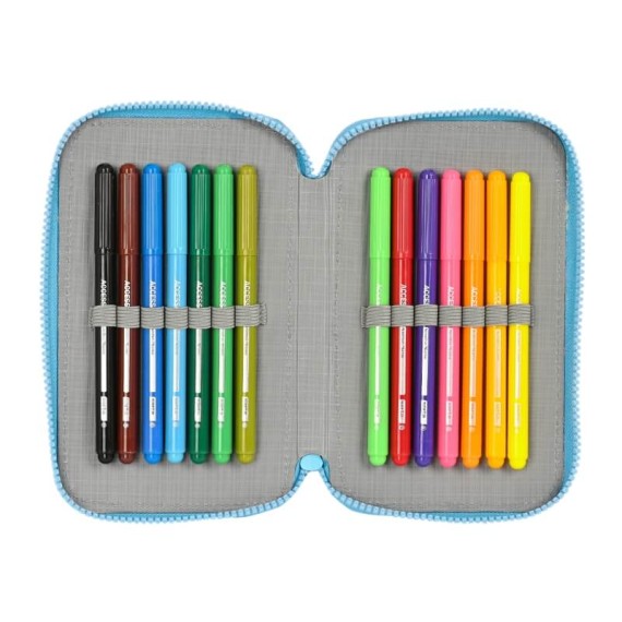 Estojo Escolar Duplo Pequeno 28 Peças STITCH Azul | Ref. 248.412388854