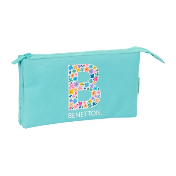 Estojo Escolar Triplo BENETTON Letter Azul Turquesa | Ref. 248.842317744 Estojo Escolar Triplo BENETTON Letter Azul Turquesa | Ref. 248.842317744