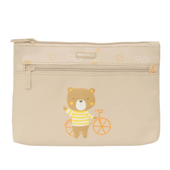 Estojo Grande 2 Zips Fácil Limpeza SAFTA Urso Bege | Ref. 248.842455033 Estojo Grande 2 Zips Fácil Limpeza SAFTA Urso Bege | Ref. 248.842455033