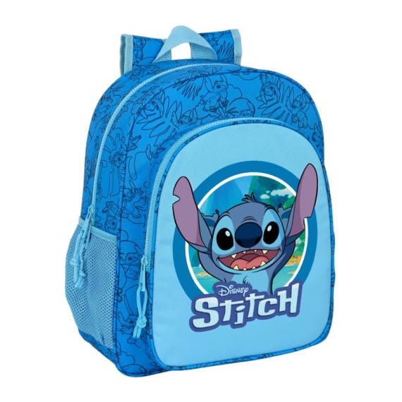 Mochila Escolar Júnior Adap. 38Cm STITCH Azul | Ref. 248.612388640