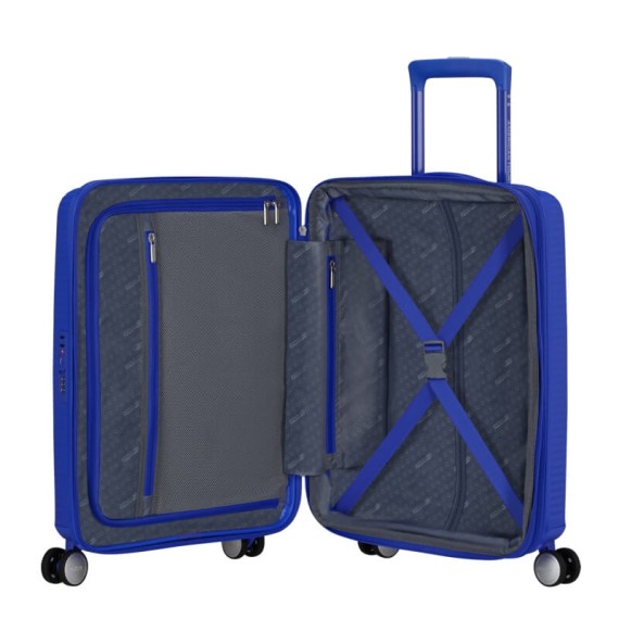 AMERICAN TOURISTER Mala de Cabine 55cm 4R Exp. Soundbox Azul Cobalt | Ref. 9232G00112 AMERICAN TOURISTER Mala de Cabine 55cm 4R Exp. Soundbox Azul Cobalt | Ref. 9232G00112