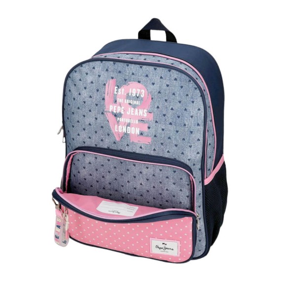 Mochila Escolar Adap. 40cm 2C c/ Carro PEPE JEANS Noni Denim Multicolor | Ref. 186.68222T1