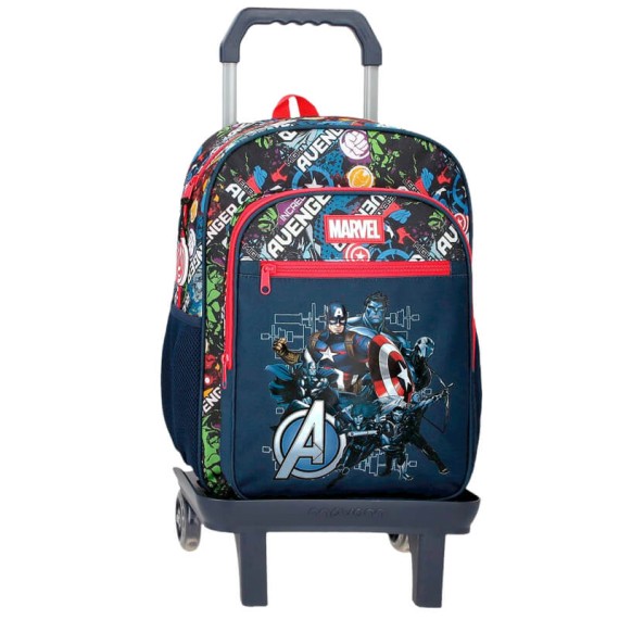Mochila Escolar Adap. 40cm c/ Carro AVENGERS Legendary Azul Escuro | Ref. 186.29924T1