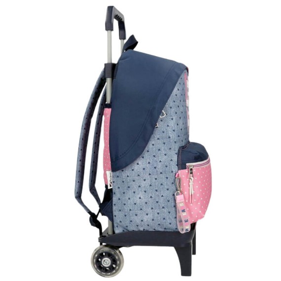 Mochila Escolar Adap. 42cm c/ Carro PEPE JEANS Noni Denim Multicolor | Ref. 186.68223T1