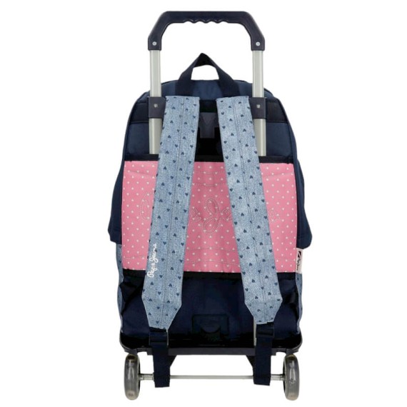 Mochila Escolar Adap. 42cm c/ Carro PEPE JEANS Noni Denim Multicolor | Ref. 186.68223T1