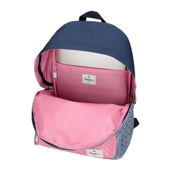 Mochila Escolar Adap. 42cm c/ Carro PEPE JEANS Noni Denim Multicolor | Ref. 186.68223T1