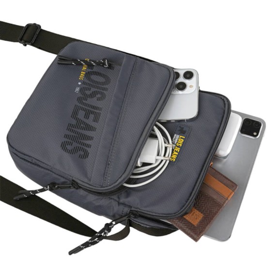 Bolsa de Tiracolo c/ Bolso Frontal LOIS Grove Cinza | Ref. 237.32322102