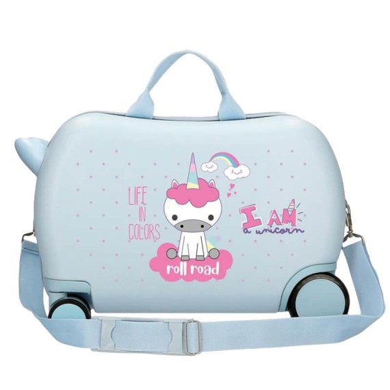 Mala de Viagem Infantil ABS 4 Rodas Easyjet ROLL ROAD I Am a Unicorn Azul Claro | Ref. 186.4071041