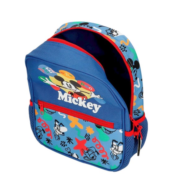 Mochila Pré-Escolar 28cm c/ Carro MICKEY Peek a Boo Azul Marinho | Ref. 186.42221T1