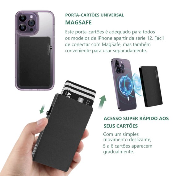 VALENTA Porta Cartões Cardprotector Aluminio Magsafe Black | Ref. 91.V587471