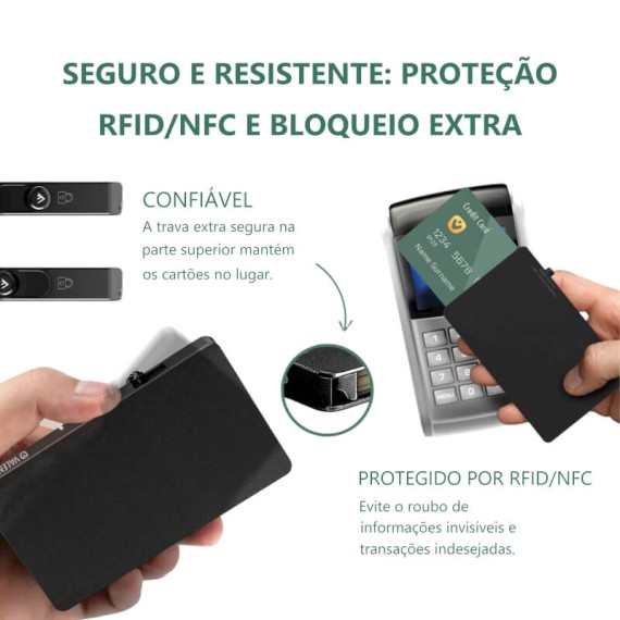 VALENTA Porta Cartões Cardprotector Aluminio Magsafe Black | Ref. 91.V587471