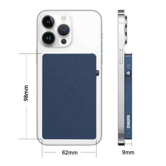 VALENTA Porta Cartões Cardprotector Aluminio Magsafe Blue Titanium | Ref. X91.V588287