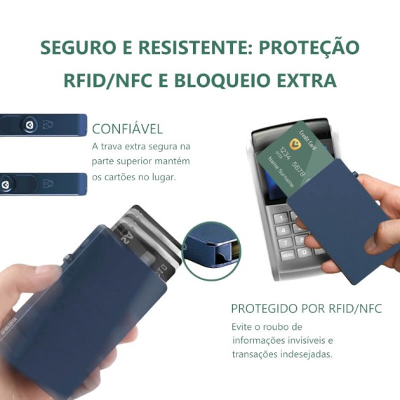 VALENTA Porta Cartões Cardprotector Aluminio Magsafe Blue Titanium | Ref. X91.V588287