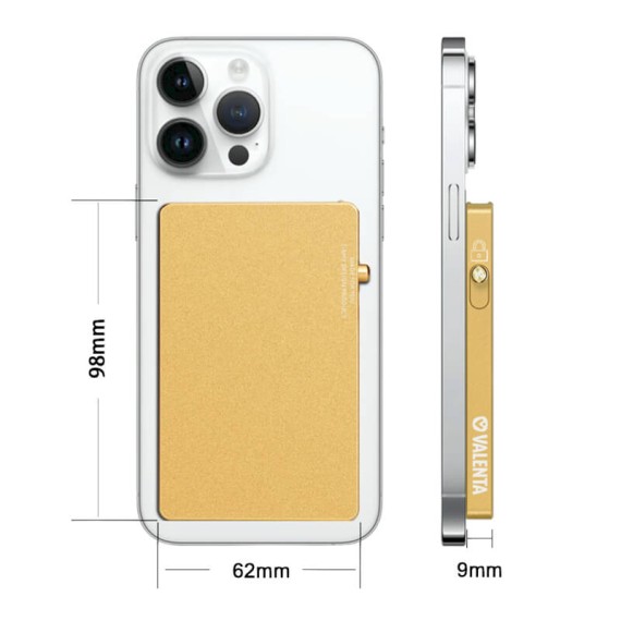 VALENTA Porta Cartões Cardprotector Aluminio Magsafe Gold | Ref. 91.V587495