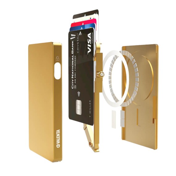 VALENTA Porta Cartões Cardprotector Aluminio Magsafe Gold | Ref. 91.V587495