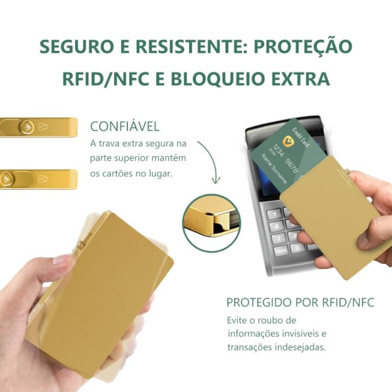 VALENTA Porta Cartões Cardprotector Aluminio Magsafe Gold | Ref. 91.V587495